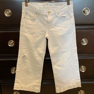7 For All Mankind White Crop Dojo Distressed Jeans